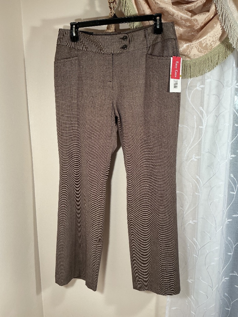 NWT Rafaella Trouser Pants Size 14 High Rise Straight Leg Brown, Curvy Fit,